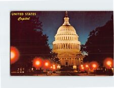 Postcard United States Capitol Dome Building at Night Washington DC USA picture
