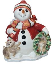 Vtg Fitz and Floyd Cookie Jar Woodland Snowman Retired Christmas Holiday 2003 picture