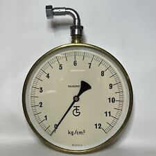 Vintage Brass Manometer Pressure Gauge. Large 8” Metric. Steampunk. Numbered picture