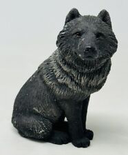 Sandicast Black Sitting Wolf Figurine M503 6