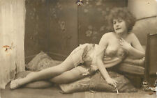 RPPC Postcard Woman in Lingerie Smoking Cigarette Pin Up Risque picture