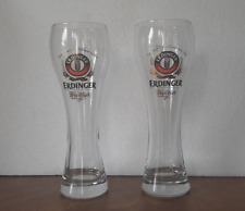 Erdinger Weissbrau beer glasses  20 oz Ausbsyern .5L  9.75 tall Set  of 2 picture