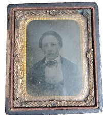 1860-1879 Civil War Era Tin Type Ambrotype Picture Boy 2 1/4 × 2 3/4 picture