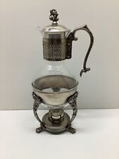 English Silver Mfg Corp heated coffee carafe tea server floral USA 15” tall rose picture