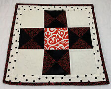 Patchwork Quilt Table Topper Or Wall Hanging, Nine Patch, Triangles, Red, Black picture