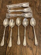 William Rogers & Son Silverplate 8 Soup Spoons  Enchanted Rose Brand 3 New picture