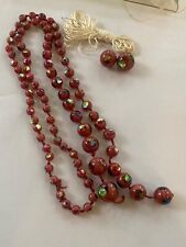 Vintage 20s 30s Art Deco Czech Peacock Eye Foil Glass Beads Necklace Jewelry picture