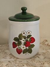 Vintage 70s McCoy Pottery Strawberry Fields Canister Jar With Lid 8