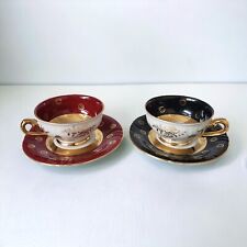 Vintage Royal Heidelberg Winterling Germany Demitasse Teacups & Saucers 2 pairs picture