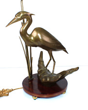 Vintage French Brass Table Lamp With Heron Bird Figure By Maison Charles picture