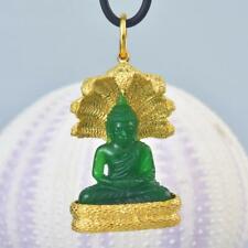 Buddha Image Mucalinda Naga Pendant Chalcedony Gold Vermeil Sterling 23.26 g picture