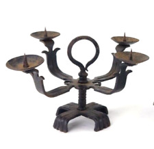 Antique Wrought Iron Handmade Early Cast Candelabra Candle Holder Arts & Crafts picture