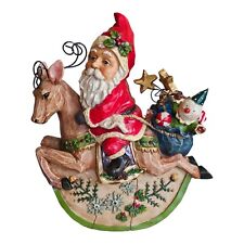 Santa Gnome Christmas Figurine Santa Reindeer Bag of Toys Heavy Resin Colorful picture