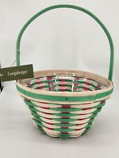 Longaberger 2023 Medium Green Pink Round Easter Basket and Plastic Protector NEW picture