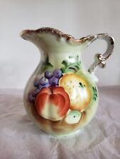 Vintage Enesco Porcelain Pitcher Fruit Motif 5 1/2