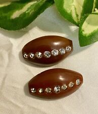 VERY RARE Coffin Shape DiFFERENT BROWN(s) Rhinestone Bakelite Shank Buttons 🔥 picture