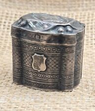 Antique Sterling Silver Hinged Vanity Box Powder Jewelry Trinkets Secrets Stash picture