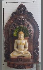  Wooden Framed Mahavir Jain Ji Idol 9.5 Inch picture
