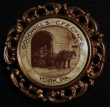 ANTIQUE GOODWILL S & CFE CO NO.5 FIRE COMPANY HORSE DRAWN FIRE WAGON PIN YORK PA picture