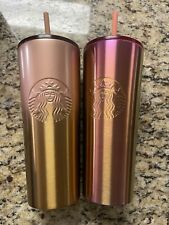 Starbucks 24oz Rose Pink to Gold Ombre & Pink Halo Stainless Steel Tumbler picture