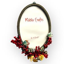 Vintage”Kubla Craft”Under The Sea Fish photo frame, enamel painted w/ crystal picture