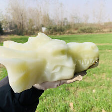 7.12LB Natural Afghan jade dragon head carving ornament energy decoration picture