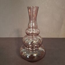 Vintage Amethyst Purple Glass Triple Gourd Etched Vase picture