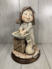 Vtg G. ARMANI Gulliver's World Girl “ Getting Clean” Washing Figurine Italy 1980 picture