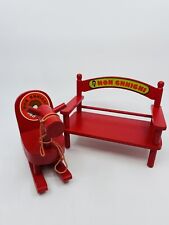 Vintage Original Monchhichi 1974 Red Bench Chair And Red Rocking Horse Furniture picture