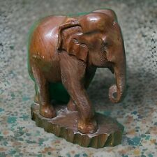 VINTAGE Large Wooden Elephant Statue 15”X 13” Hand Carved SOLID WOOD VTG GIFT picture