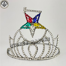 Masonic OES Grand Matron SILVER Rhinestones O.E.S Adjustable CROWN With GAVEL picture