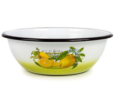 Lemon Enamel Bowl Enameled Mixing Bowl Large Plate for Salads Soup Chips 4.2 qt picture