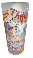 SKI TAHOE Frosted Drinking Glass California Fun Souvenir (2004) by CatStudio 6
