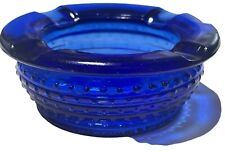 Vintage Cobalt Blue Hobnail Glass Ashtrays 3.25 Inches Wide - Marked With #5 picture