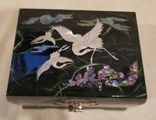 Beautiful Green Mother of Pearl Inlay Korean Musical Jewelry Box Brand New W/Key picture