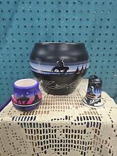 Native American Navajo Cedar Mesa Pottery Sm&Lrg Vase, Bell, END of TRAIL Signed picture