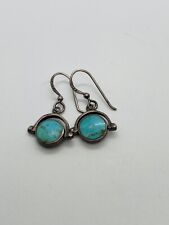 4.1g 925 STERLING SILVER FINE DESIGNER BOMA TURQUOISE REVERSIBLE EARRINGS picture