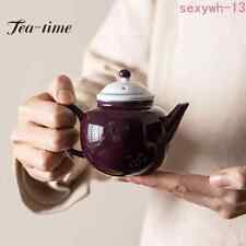 180ml Chinese Handmade Grape Purple Ceramic Tea Pot Pure Hand Painted picture