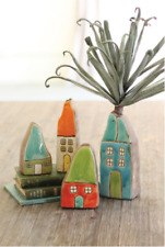 Set Of Four Colorful Ceramic House Bud Vases Multi picture