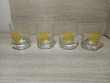 Set Of 4 VINTAGE OLMECA TEQUILA 2OZ SHOT GLASS JALISCO MEXICO yellow on clear picture