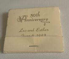 Vintage 1993 50th Anniversary Leo and Esther. Large  Matchbook Full Unstruck picture