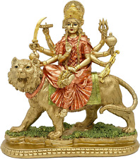 Hindu Goddess Lord Durga Statue - India God Antique Gold Durga Murti Idol Home T picture