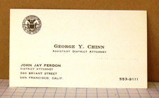 Assistant District Attorney Vintage Business Card San Francisco Yeong Wo picture