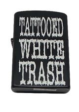 VINTAGE TATTOOED WHITE TRASH C&D VISIONARY LIGHTER NEW UNUSED CHROME 2000 picture