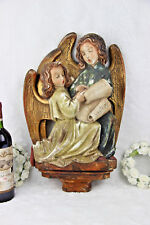 Antique French religious plaster Christmas Carol singing Rare wall panel plaque  picture