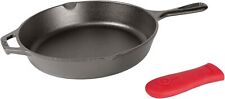 Cast Iron Skillet with Red Silicone Hot Handle Holder picture