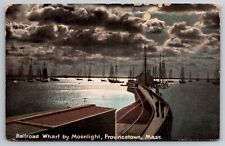 Railroad Wharf by Moonlight Provincetown Massachusetts MA c1910 Postcard picture