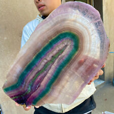 8.3LB Natural beautiful Rainbow Fluorite Crystal Rough slices stone specimens picture