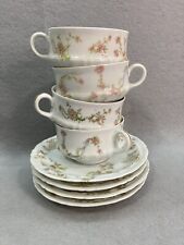 RARE Vintage M.C. Royal Saxony China Tea Cups & Plates Floral Design picture