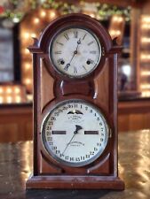 Antique 1870s Ithaca Double Dial Calendar Clock Shelf Library Walnut MISSING TOP picture